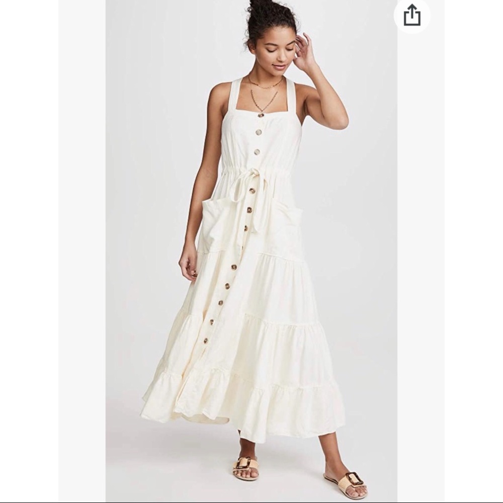 Free People Catch The Breeze Button Midi Dress